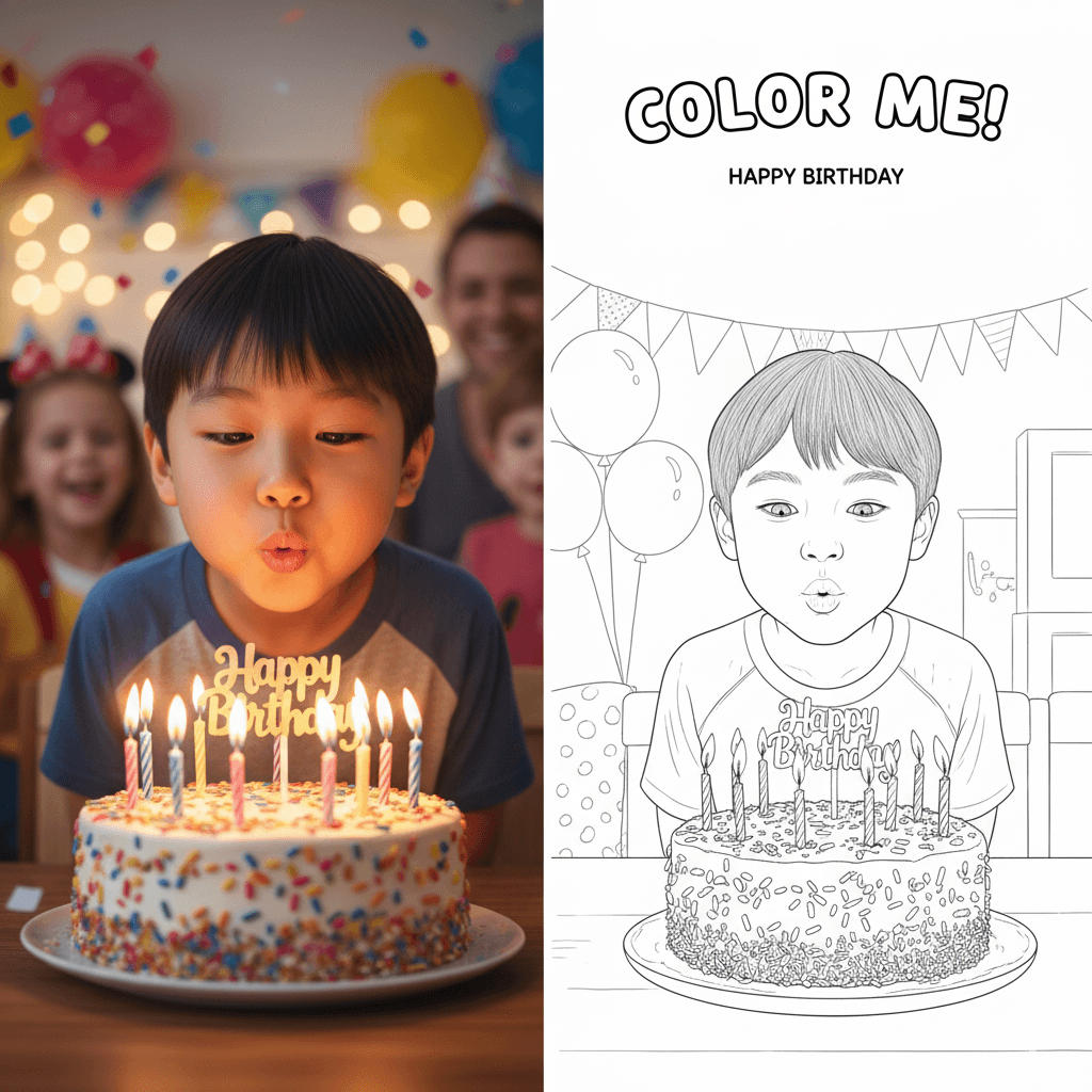 before and after birthday photo