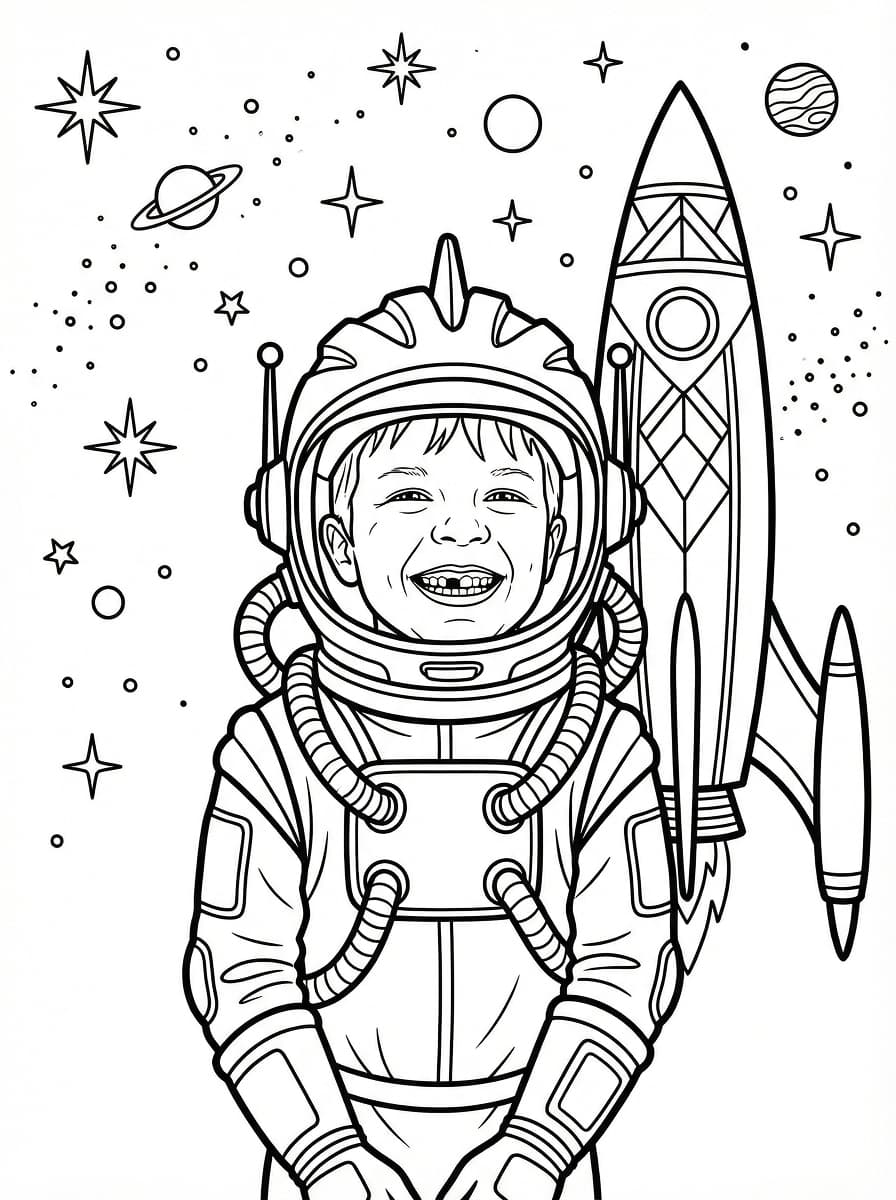 Coloring page of Space Explorer