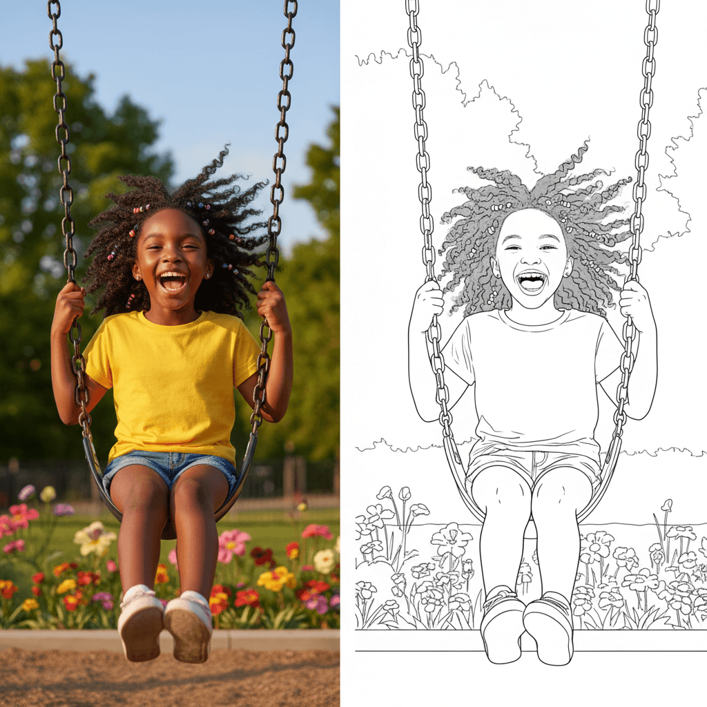 coloring page of happy child