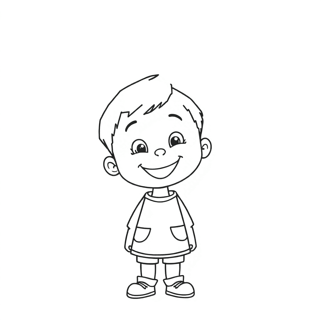 coloring page of happy child