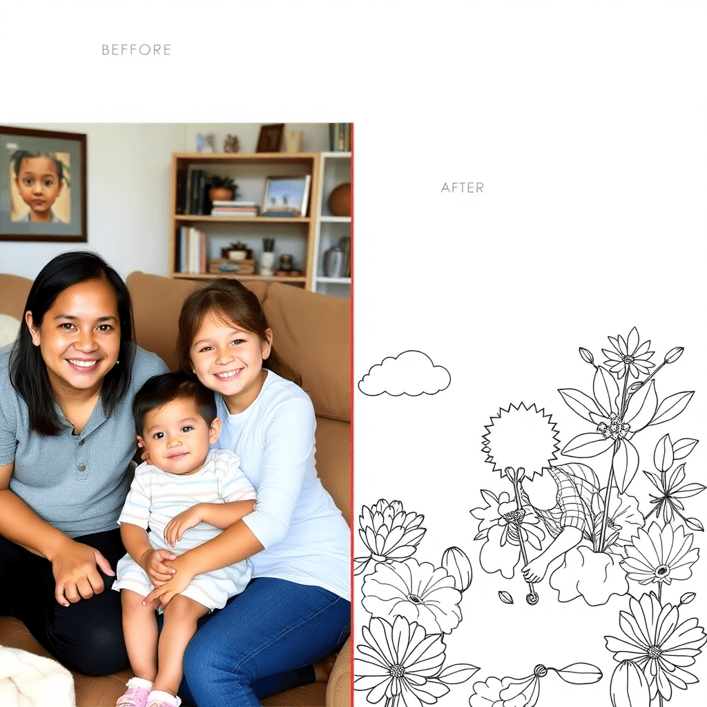 before and after family photo